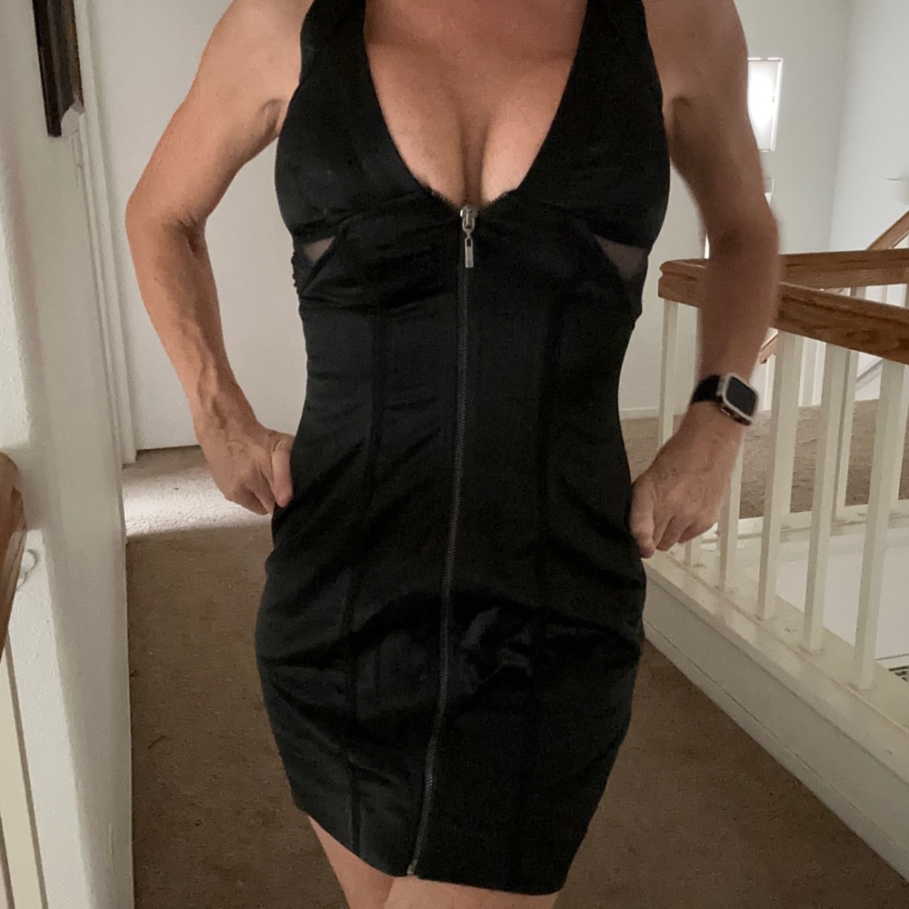 Bebe sexy black dress sheer sides evening, clubbing, party dress extra small